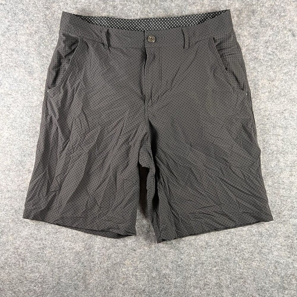 Lululemon Men’s Shorts 10” Inseam Black W Gray Polka Dots Size 36